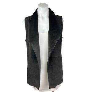 Ecru $300 Genuine Suede Reversible Leather Brown Sleeveless Fur Vest Jacket Sz M